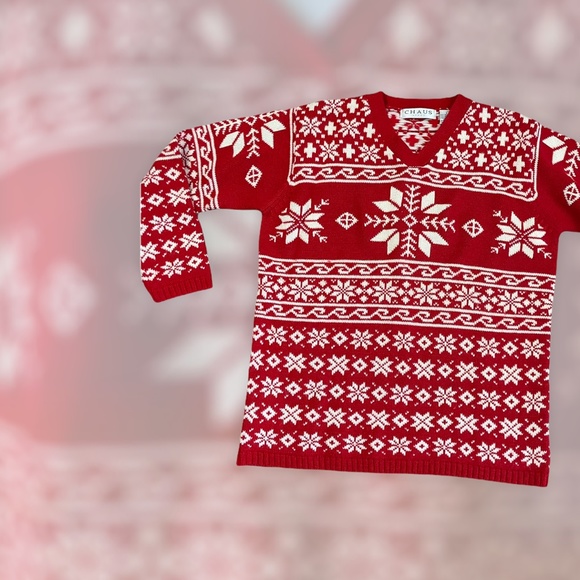Chaus 80's Snowflake Christmas Sweater v-neck Size Small ~ Holiday Surprise! - Picture 6 of 8